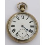 London Midland and Scottish railway keyless winding open faced pocket watch with inset subsidiary