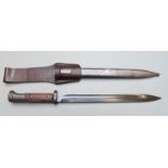 Czechoslovakia 1924 pattern bayonet stamped DOT and 36369 to ricasso, with 30cm fullered blade,