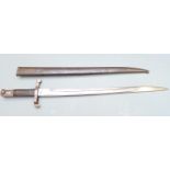 Portuguese 1886 pattern sword bayonet with Steyr 1886 to blade, QQ689 to crosspiece, 47cm fullered
