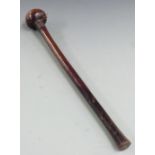 A 19thC African tribal knobkerrie with carved decoration beneath the knop L50cm
