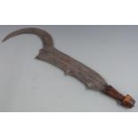 An African tribal throwing knife, possibly from Ngbaka region, well balanced at midpoint with wooden
