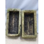 Pair of reconstituted stone troughs, W60 D32cm