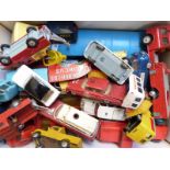 Twenty-eight Corgi Toys diecast model commercial and emergency vehicles including Chipperfields