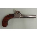 Smith of London percussion hammer action pocket pistol with named and engraved lock, engraved top