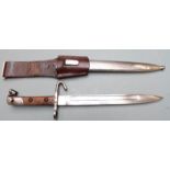 Austrian 1895 pattern bayonet, no stamp, hook and downswept quillon for NCOs, 24cm blade, with