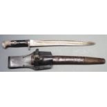 British 1856/58 pattern bayonet, some clear stamps, with shortened 33cm blade, scabbard and frog