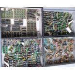 A very large collection of 25mm scale hand painted white metal war gaming soldiers.