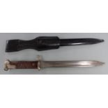 German S98 style pattern dress bayonet with upswept quillon, 24cm fullered blade, scabbard and frog