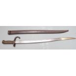 French 1866 pattern chassepot bayonet with downswept quillon, 69883 to crosspiece, 58cm fullered