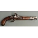 16 bore percussion hammer action service pistol with lock stamped with crown cypher and 'Tower',