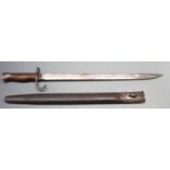 British 1907 pattern sword bayonet with hooked quillon, some clear stamps to ricasso, 43cm