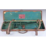 T Page-Wood leather bound shotgun case with fitted interior and 'Established 1876 T. Page Wood &