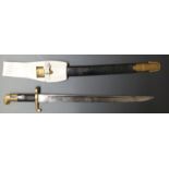 British Sappers and Miners 1858 pattern Lancaster bayonet with brass pommel and crossguard clear