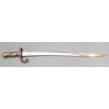 French 1866 pattern chassepot bayonet with downswept quillon and 57cm yataghan blade