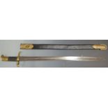British Sappers/ Miners 1858 pattern Lancaster sword/bayonet with brass pommel and crossguard, clear