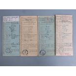 Four 'buff' car logbooks comprising 1960 Morris Minor, 1958 Morris Saloon, 1965 Morris Traveller and