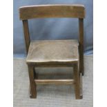 19thC country made child's oak chair, H56cm