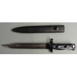 British L1A3 bayonet with 20cm fullered bowie blade, scabbard and frog