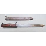 Norwegian 1894 pattern Krag Jorgensen knife bayonet, clear stamp to ricasso, 21cm blade, with