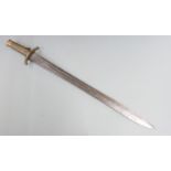 British 1848 pattern Brunswick sword bayonet with Reeves maker to blade, brass hilt and cross