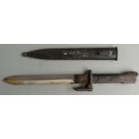 British trials pattern X2E1 bayonet with 18cm double edged blade and scabbard