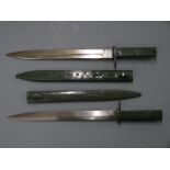 Two German 88/98 pattern Ersatz all steel bayonets, both with 31cm blades, one fullered the