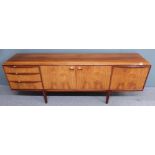 A H McIntosh & Co Ltd, retro/mid-century sideboard with felt fitted cutlery drawer, W224 D45 H75cm