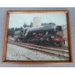 Framed colour photograph of The Flying Scotsman signed by Pete Waterman and Bill McAlpine, 20 x 26m