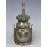 Military railway or similar tri colour hand lamp marked Wakefield 1945, height 30cm