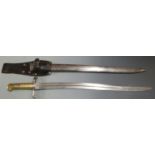 British 1853 pattern Artillery sword/bayonet with maker's mark to ricasso, 58cm yataghan blade,