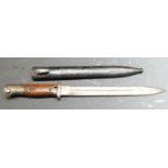 German 84/98 pattern sawback bayonet with flashguard, F Koeller & Co Solingen to ricasso, sawback