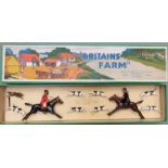 Britains Farm Hunting Series Full-Cry lead model figure set comprising huntsman, huntswoman, fox and