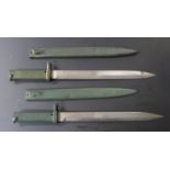 Two German Ersatz all steel bayonets, one stamped 4324 to crosspiece, blade lengths 31cm and 30cm,
