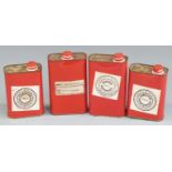 Four metal gunpowder canisters comprising three Curtis & Harvey No.2 and No.6 and one Wano TS2