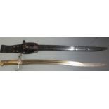 British 1853 pattern Artillery sword/bayonet V over CPA7 43 to brass pommel, with 58cm yataghan