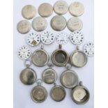 A quantity of railway pocket watch parts comprising nine cases including two LNER, one LNER struck