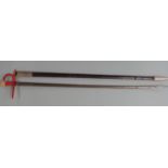 Late 19thC / early 20thC Toledo steel sword with leather scabbard, blade length 85cm