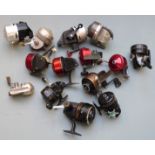 Fourteen vintage closed face fishing reels including Abumatic 220, 320, other early Abu, Daiwa