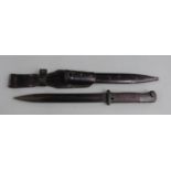 German 84/98 pattern bayonet with grooved grips, 44 FNG 4026 to ricasso, 25cm fullered blade,
