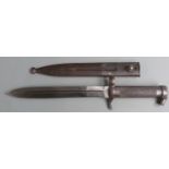 Swedish 1896 knife bayonet with clear stamps to ricasso, cross guard and scabbard, 21cm fullered