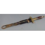 A 19thC African tribal Tuareg or Berber dagger with copper, white metal and brass hilt, inlaid