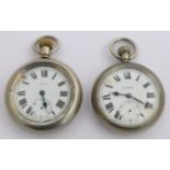 Two Southern Railway keyless winding open faced pocket watches, one Vertex the other Selex, both