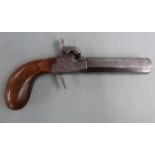 Unnamed 15 bore percussion hammer action pocket pistol with engraved lock and folding trigger,