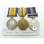 British Army WWI medals comprising War Medal and Victory Medal named to 5585 Pte F L Waldron, 7th