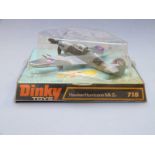 Dinky Toys diecast model Hawker Hurricane Mk IIc aeroplane, 718, in original bubble packed box.