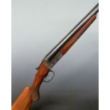 Ebore 12 bore side by side shotgun with engraved locks, trigger guard underside and top plate,