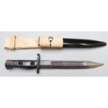 British L1A3 bayonet with 20cm short fullered bowie style blade, scabbard and frog
