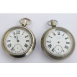 Two British Railways Scottish region Record keyless winding open faced pocket watches, both with