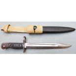 British No5 Mk1 bayonet with 20cm fullered bowie blade, scabbard and frog