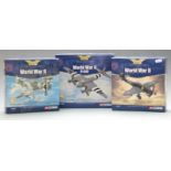 Three Corgi The Aviation Archive World War II 1:72 scale diecast model aeroplanes Europe & Africa